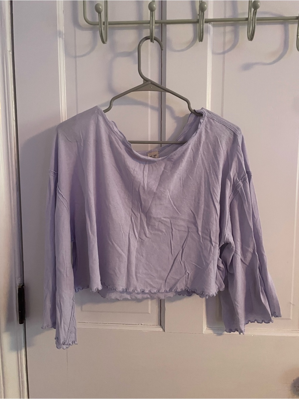 We the Free Light Purple Cropped Boxy Long-Sleeve Top - Women's